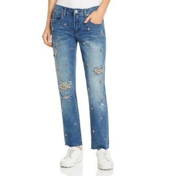 BLANKNYC Cropped Girlfriend Gemmed Jeans - Picture 1 of 13